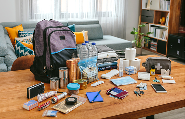 storm prep items on table